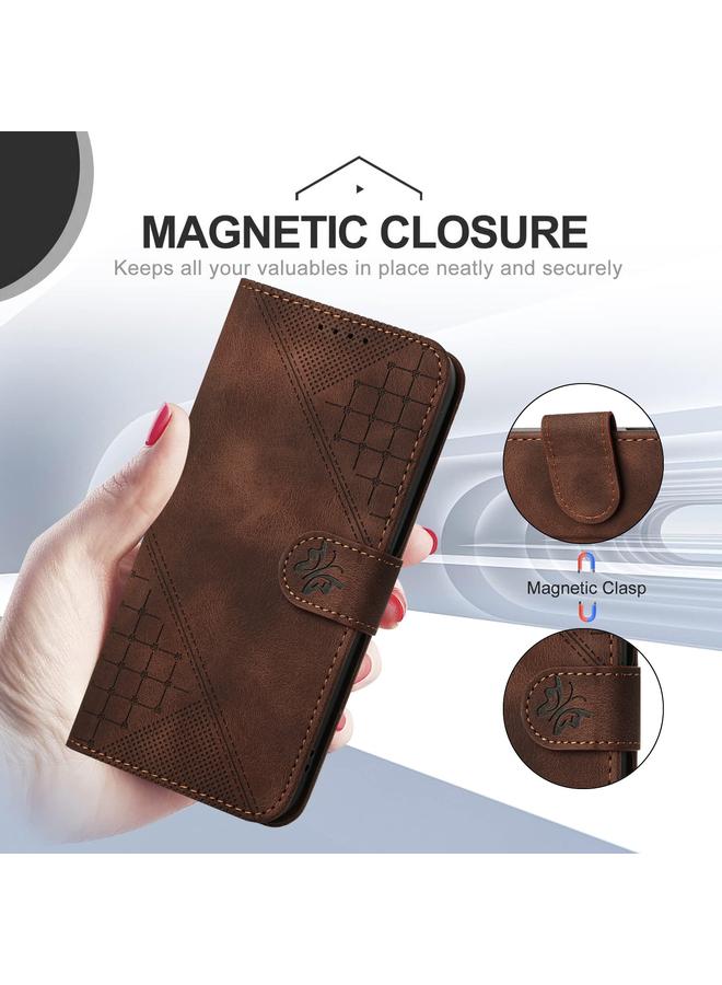 S-TOP Case For Samsung Galaxy A13 4G YX0080 Grid Butterfly Embossed Pattern Flip Leather Phone Case with Lanyard - Image 5