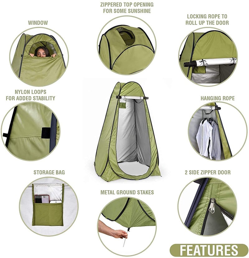 ALOKRUPSWAM Camping Shower Tent, Portable Dressing Changing Room Privacy Shelter Tents for Outdoor Camping Beach Toilet and Indoor Photo Shoot with Carrying Bag - Image 3