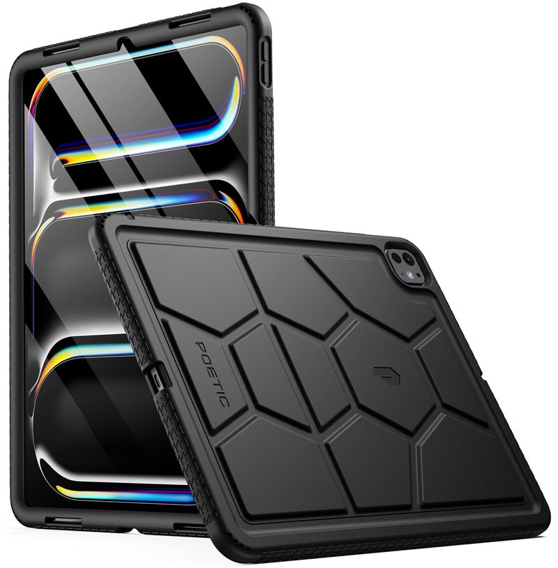 Poetic TurtleSkin Case for iPad Pro 13 Inch (M5) 2025 / (M4) 2024, Heavy Duty Shockproof Rugged Kids Friendly Drop Protection Silicone Cover Case, Black - Image 1