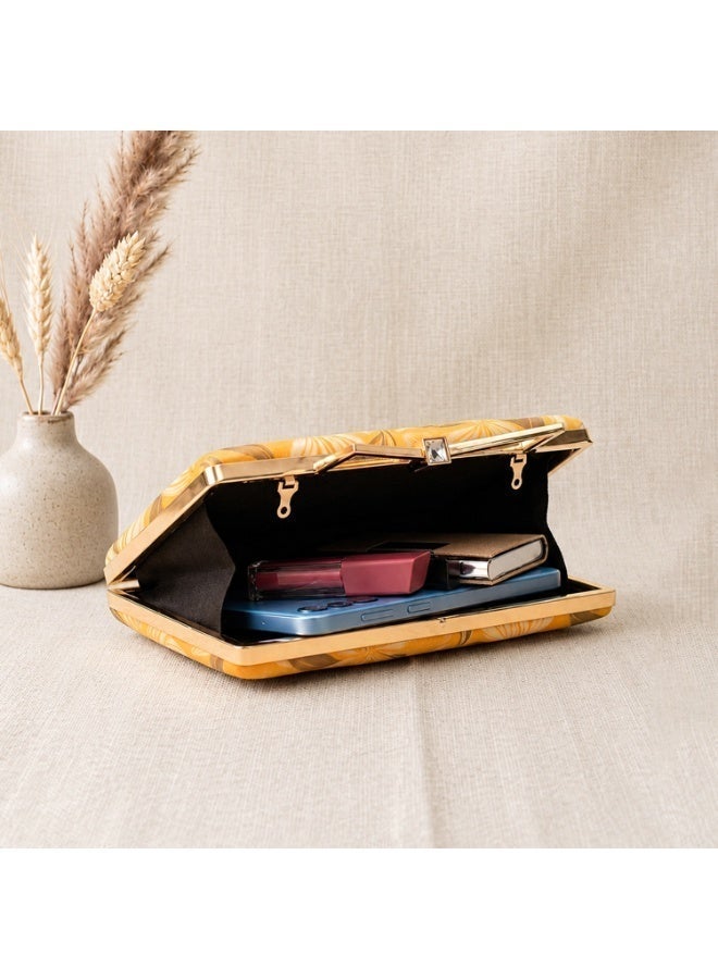 JOHN PAULS Luxury Floral Yellow Evening Handmade Clutch Bag with Gold Bow Clasp Summer  Elegant Designer Style Handbag & Bridal Purse for Weddings, Parties, Prom, and Special Occasions - Image 4