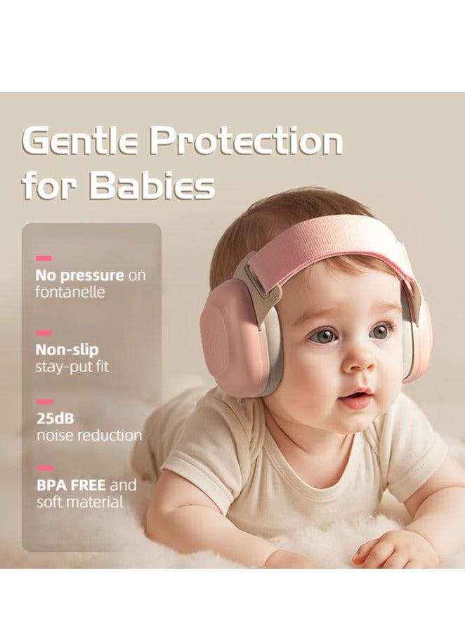 Faylor Baby Ear Muffs for Noise Protection, 25 dB Noise-Cancelling Headphones for Newborns, Infants u0026 Toddlers (3–48 Months), Travel, Airplanes, Pink - Image 2
