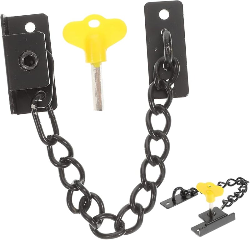 Black Stainless Steel Adjustable Indoor Security Chain Lock For Home Door Safety Easy Installation - Image 2