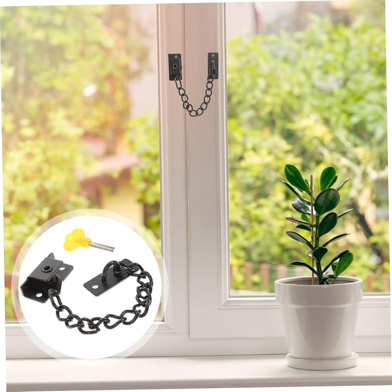 Black Stainless Steel Adjustable Indoor Security Chain Lock For Home Door Safety Easy Installation - Image 5