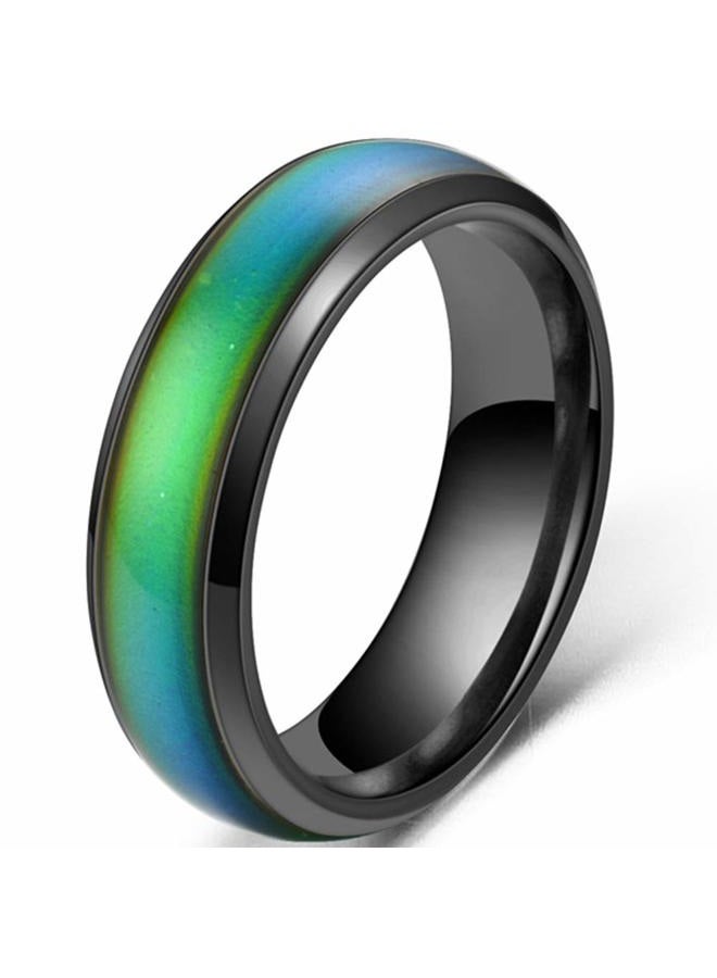 Jude Jewelers 4mm Stainless Steel Temperature Sensative Color Changing Wedding Band Mood Ring, Metal, Cubic Zirconia - Image 1