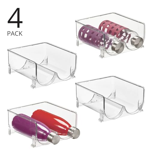 mDesign Plastic Stackable 2 Bottle Storage Holder Rack Organizer for Home, Kitchen Countertop, Cabinet, and Pantry - Holds Water Bottles, Perfect for Tumbler Cup - 4 Pack - Clear - Image 2