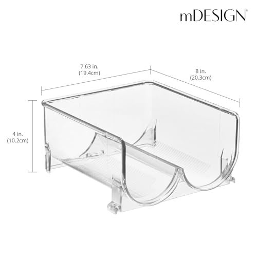 mDesign Plastic Stackable 2 Bottle Storage Holder Rack Organizer for Home, Kitchen Countertop, Cabinet, and Pantry - Holds Water Bottles, Perfect for Tumbler Cup - 4 Pack - Clear - Image 4
