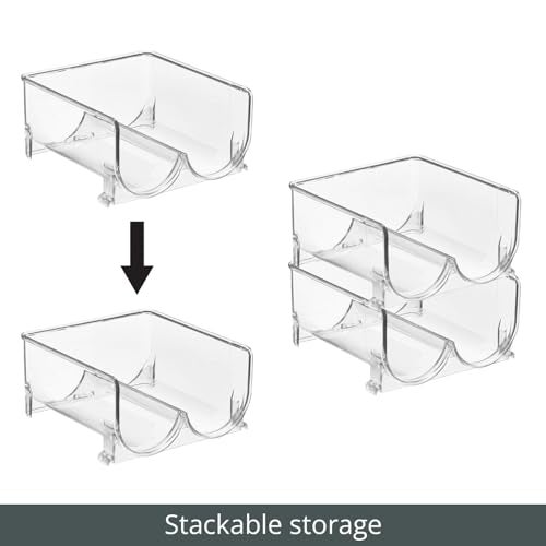 mDesign Plastic Stackable 2 Bottle Storage Holder Rack Organizer for Home, Kitchen Countertop, Cabinet, and Pantry - Holds Water Bottles, Perfect for Tumbler Cup - 4 Pack - Clear - Image 5