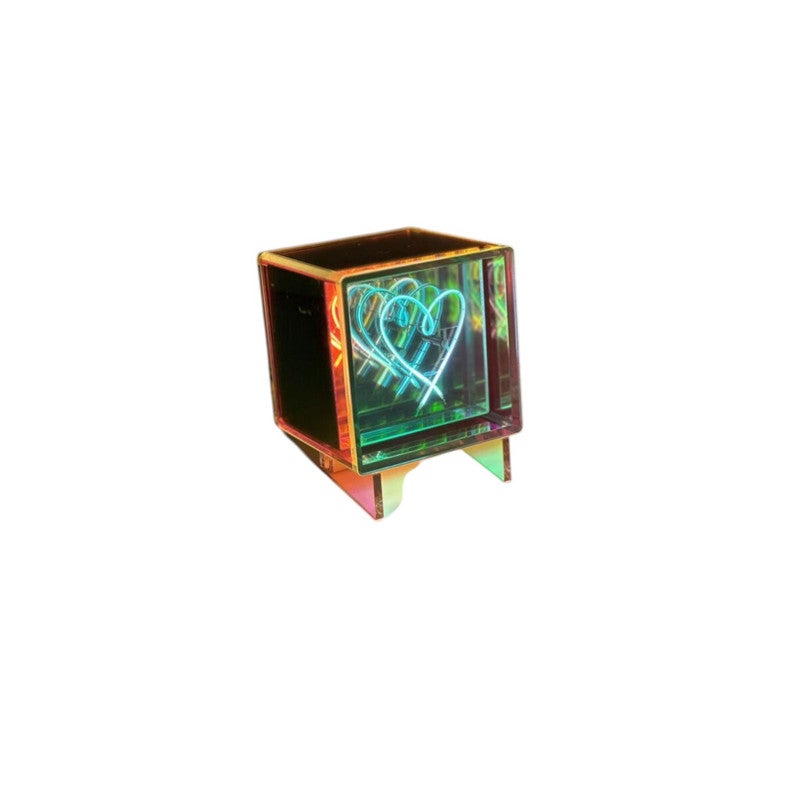 Acrylic Decorative Lamp with Heart Design, Multicolor – W120 x D120 x H150 mm
