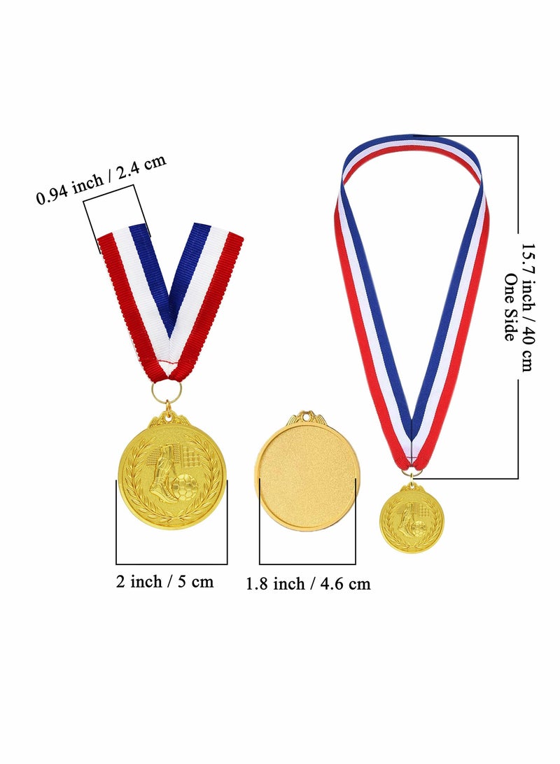 SYOSI Football Medals for Kids, NALACAL of Gold Metal Medal with Tricolour Nylon Ribbon, Football Party Favours for Boys Children Adults (6-Pack) - Image 4