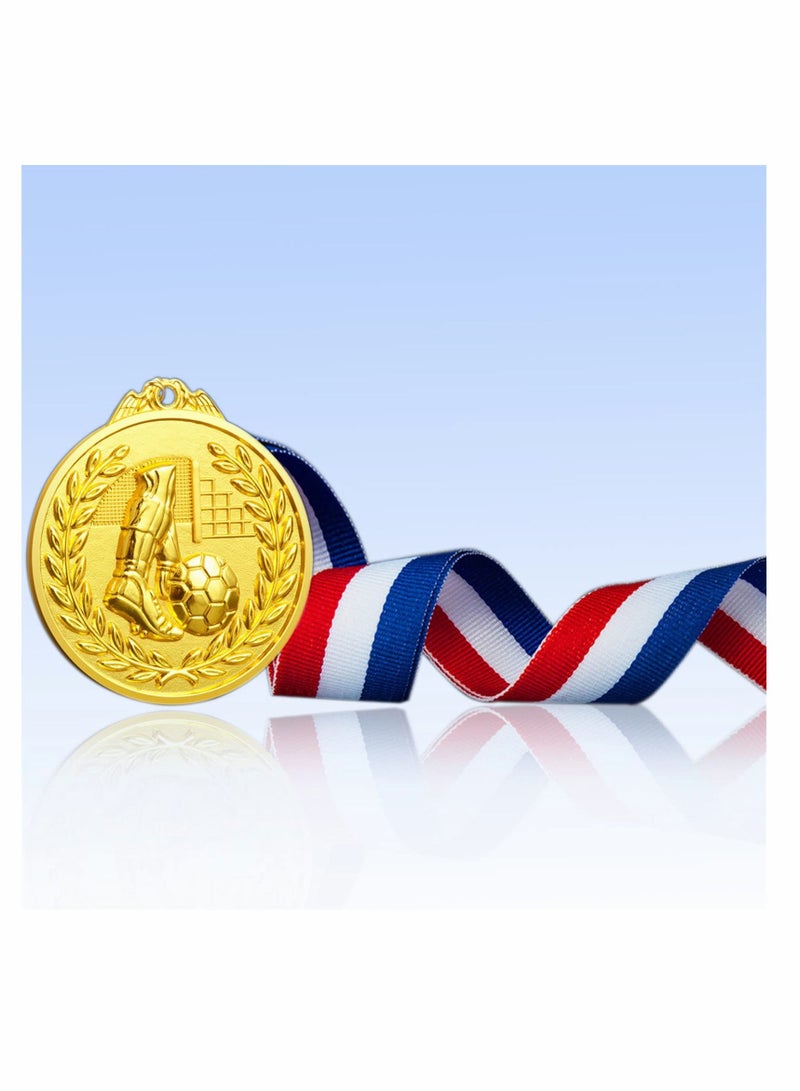 SYOSI Football Medals for Kids, NALACAL of Gold Metal Medal with Tricolour Nylon Ribbon, Football Party Favours for Boys Children Adults (6-Pack) - Image 5