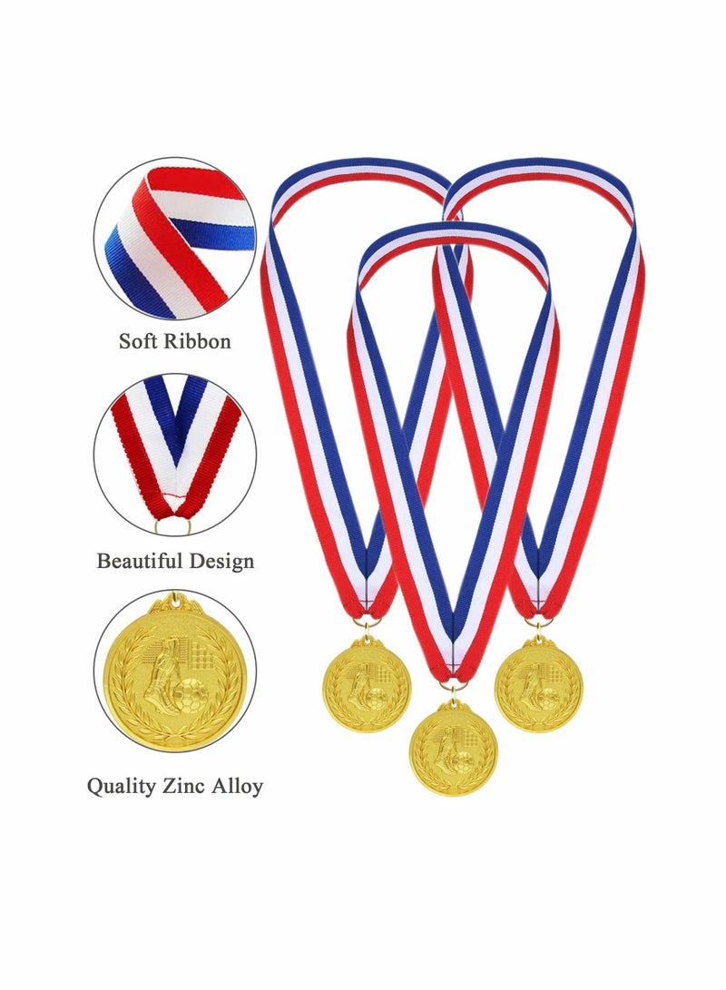 SYOSI Football Medals for Kids, NALACAL of Gold Metal Medal with Tricolour Nylon Ribbon, Football Party Favours for Boys Children Adults (6-Pack) - Image 3
