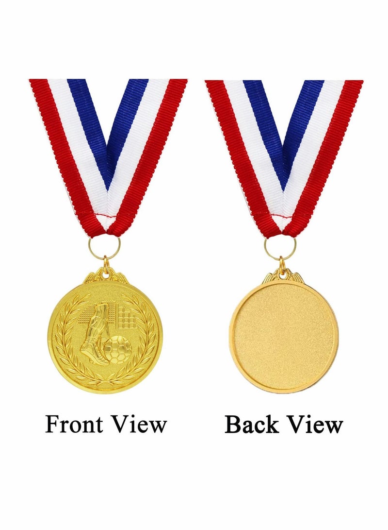 SYOSI Football Medals for Kids, NALACAL of Gold Metal Medal with Tricolour Nylon Ribbon, Football Party Favours for Boys Children Adults (6-Pack) - Image 2
