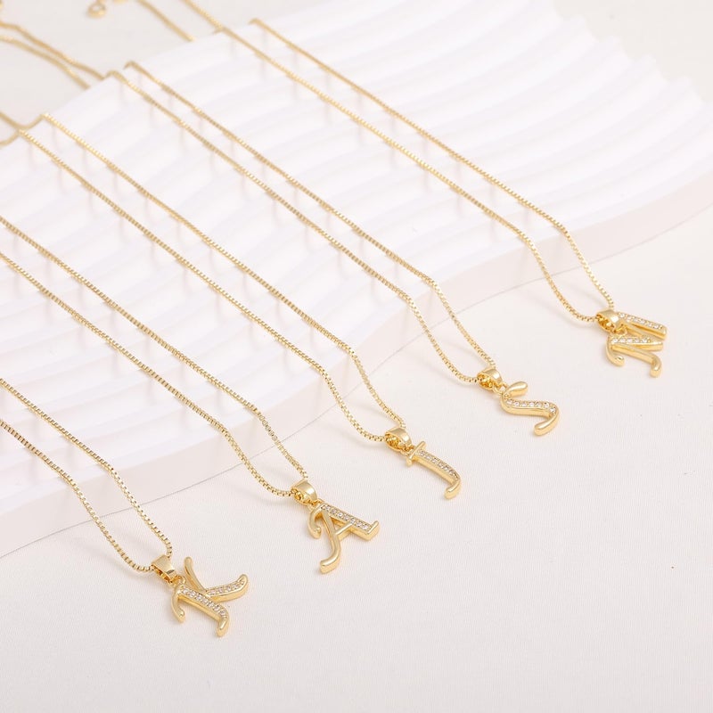 Fglqfam Gold Initial Necklace for Women, 14K Gold Plated Box Chain Letter Pendant, Trendy Name Necklace, Dainty Personalized Jewelry Gift for Her (A.) - Image 5
