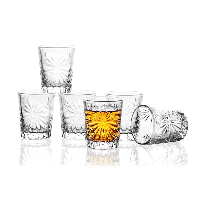 Valeways Valeways 175oz Mini Shot Glass Set of 6  Clear Tasting Cordial Sherry Snifters Cute Shot Glasses