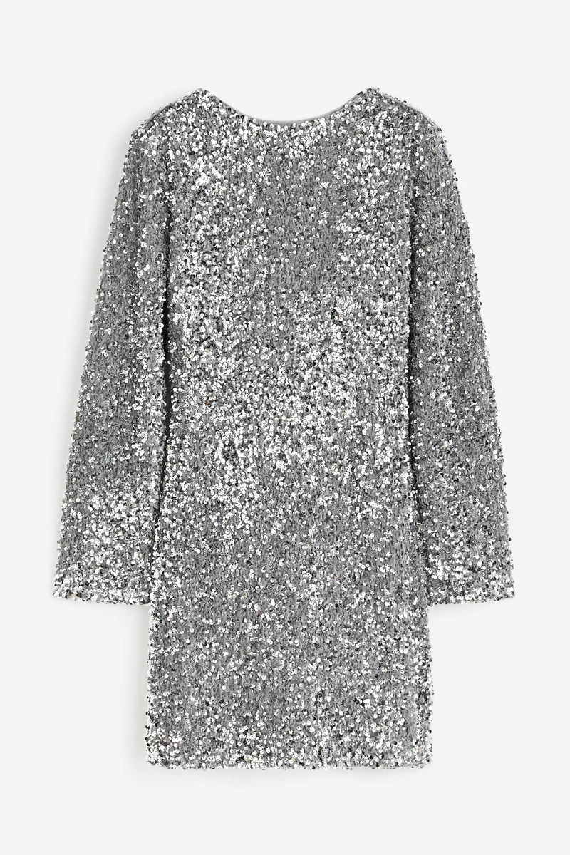 H&M Sequined deep-back dress