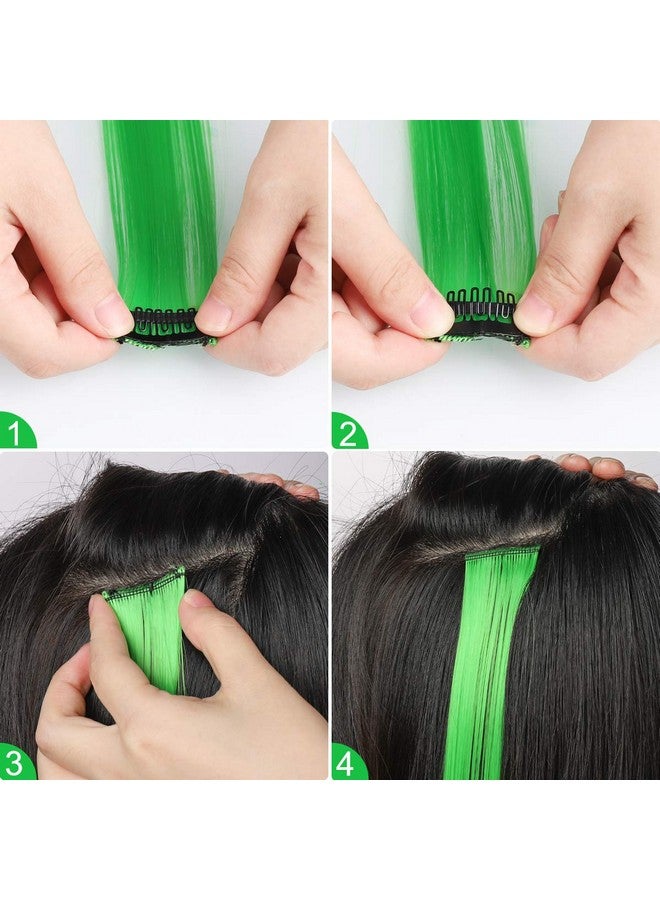 YaFex 12 Pcs Clip In Hair Extensions 22 Inch Colored Hair Extensions Party Highlights Long Straight Synthetic Hairpieces For Women Kids Girls (Rainbow) - Image 4