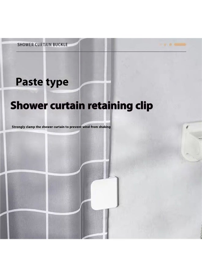 yongsheng 4 -Piece Shower Curtain Buckle White 4.5*3.8*0.8cm，Shower Splash Curtain Clips,Shower Guard Splash, Bathtub Splash Guard,Self Adhesive Shower Curtain Clip  - Image 3