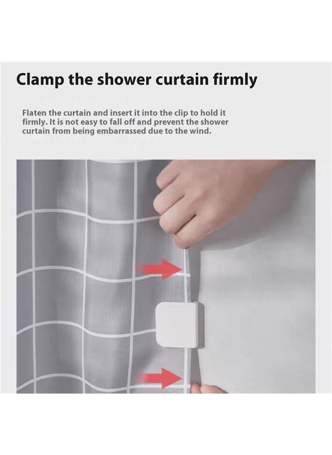 yongsheng 4 -Piece Shower Curtain Buckle White 4.5*3.8*0.8cm，Shower Splash Curtain Clips,Shower Guard Splash, Bathtub Splash Guard,Self Adhesive Shower Curtain Clip  - Image 4