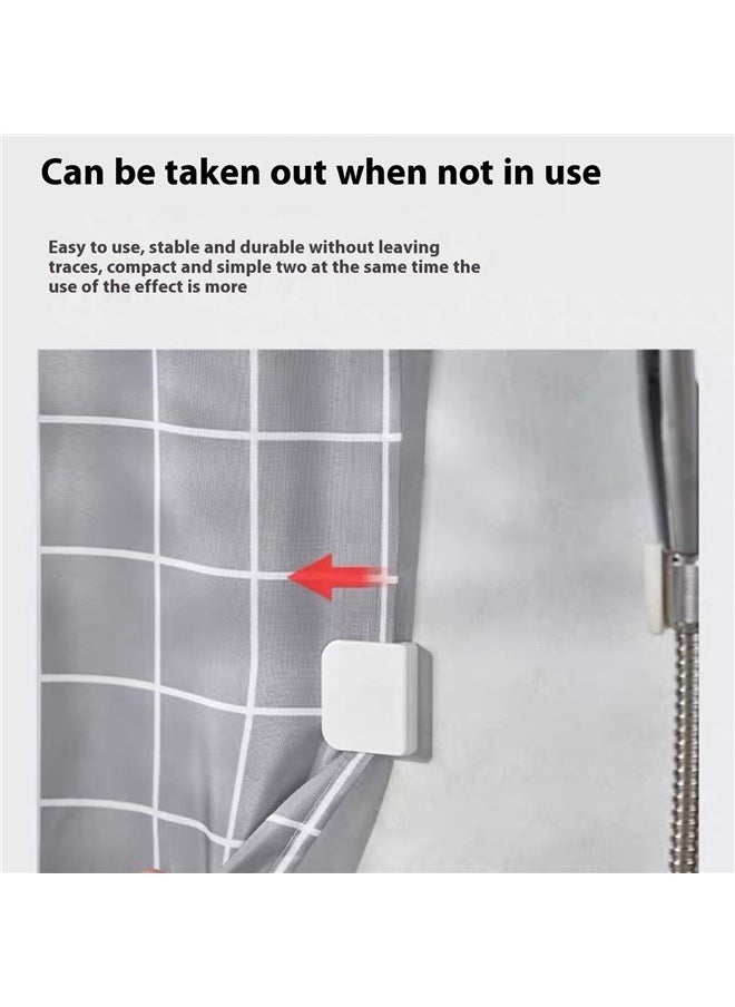 yongsheng 4 -Piece Shower Curtain Buckle White 4.5*3.8*0.8cm，Shower Splash Curtain Clips,Shower Guard Splash, Bathtub Splash Guard,Self Adhesive Shower Curtain Clip  - Image 5