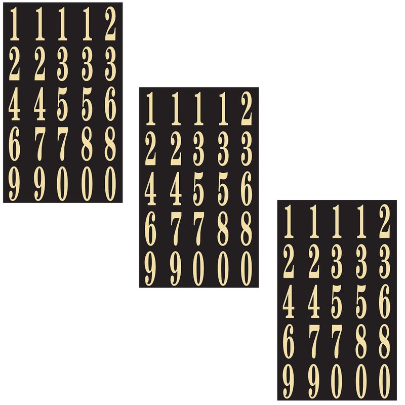 SelfStick Numbers 2 Black  Gold 3 Pack