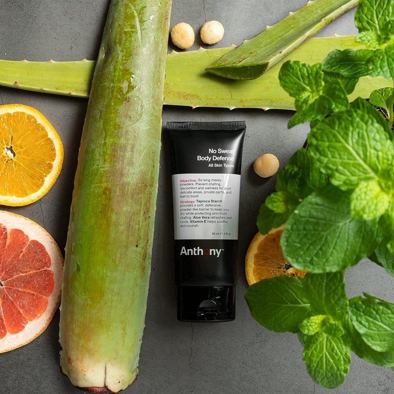 Anthony No Sweat Body Defense Deodorant for Men, Anti-Chafing & Anti-Itch Cream-to-Powder Lotion for Groin, Thighs & Underarms, Talc-Free, Absorbs Moisture, Sweat & Odor Control, 3 fl oz - Image 4