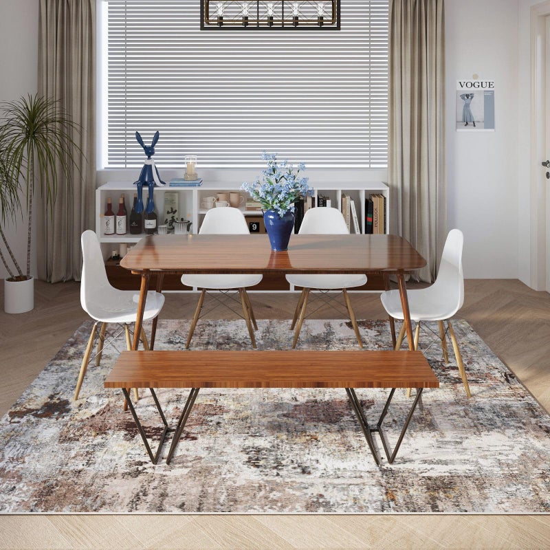 Rugcomf Modern Abstract 5'x7' Area Rugs - Machine Washable, Non-Slip Low Pile Boho Carpet for Living Room, Bedroom, Dining Room, Farmhouse, Kids Playroom, Office - Brown - Image 3