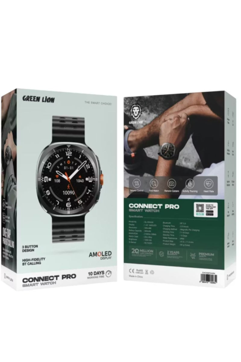 جرين ليون ساعة ذكية Connect Pro مع شاشة AMOLED ومكالمات BT عالية الدقة / شاشة تعمل دائمًا / إشعارات المكالمات / الوسائط الاجتماعية / التحكم في الموسيقى / شاشة إيقاظ برفع المعصم / مراقبة النوم / تذكير بالخمول / GL-SWA39 - أسود - Image 5