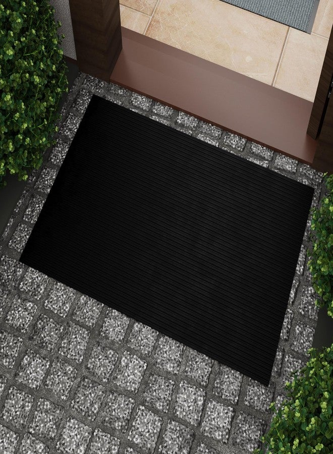 Ottomanson Easy Clean, Waterproof Non-Slip 2x3 Indoor/Outdoor Rubber Doormat, 20" x 39", Black - Image 2