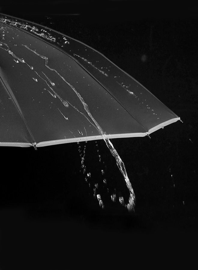 جوي شيك فتح/إغلاق تلقائي عكسي قابل للطي مقاوم للرياح ومضاد للمطر ومضاد للأشعة فوق البنفسجية مظلة سفر شريط عاكس مقلوب للرجال والنساء والبالغين باللون الأسود - Image 2