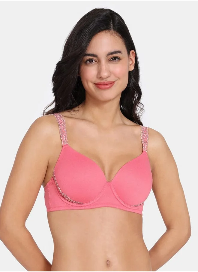 zivame Zivame Lace Detail Bra with Hook and Eye Closure