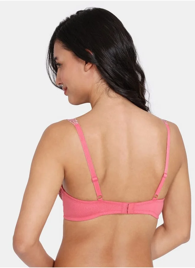 zivame Zivame Lace Detail Bra with Hook and Eye Closure