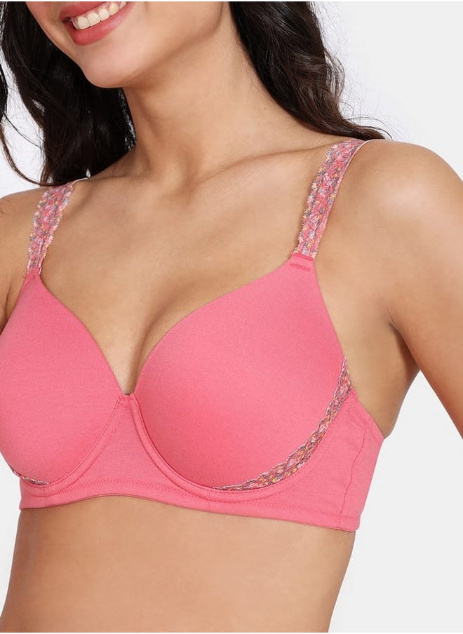 zivame Zivame Lace Detail Bra with Hook and Eye Closure  - Image 4