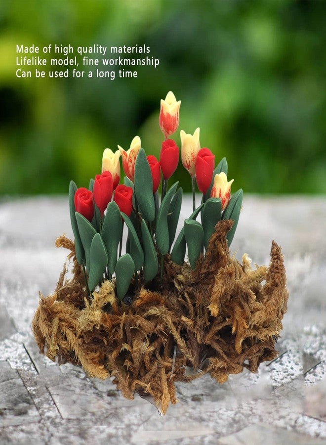 زيروديس زهور محاكاة لبيت الدمية، ديكور حديقة مصغر لبيت الدمية مصنوع من الطحالب، ديكور لبيت الدمية مصنوع من الزهور والعشب للأطفال - Image 2