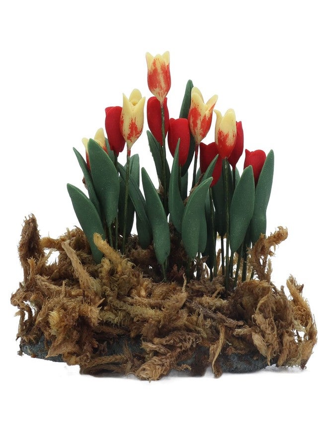 زيروديس زهور محاكاة لبيت الدمية، ديكور حديقة مصغر لبيت الدمية مصنوع من الطحالب، ديكور لبيت الدمية مصنوع من الزهور والعشب للأطفال - Image 1