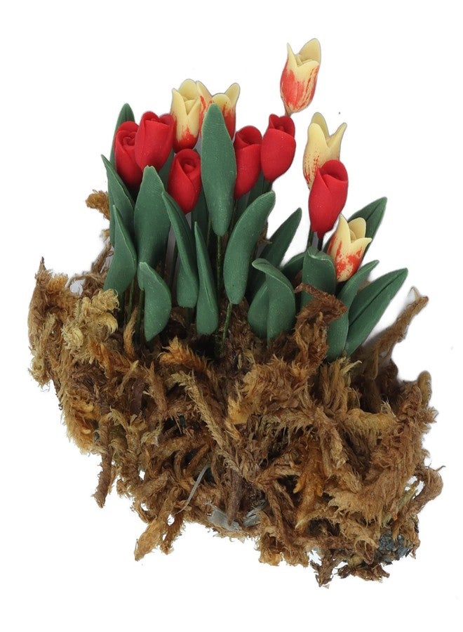 زيروديس زهور محاكاة لبيت الدمية، ديكور حديقة مصغر لبيت الدمية مصنوع من الطحالب، ديكور لبيت الدمية مصنوع من الزهور والعشب للأطفال - Image 4