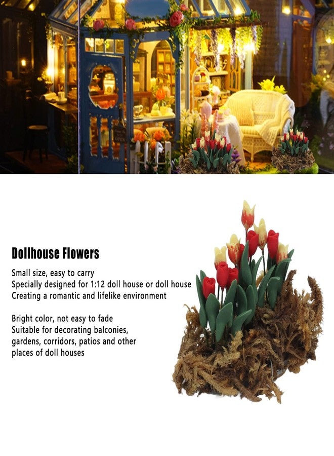 زيروديس زهور محاكاة لبيت الدمية، ديكور حديقة مصغر لبيت الدمية مصنوع من الطحالب، ديكور لبيت الدمية مصنوع من الزهور والعشب للأطفال - Image 3