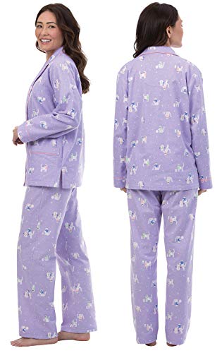 PajamaGram Cat Pajamas For Women Flannel Womens Pajamas Lavender Cats MD - Image 3