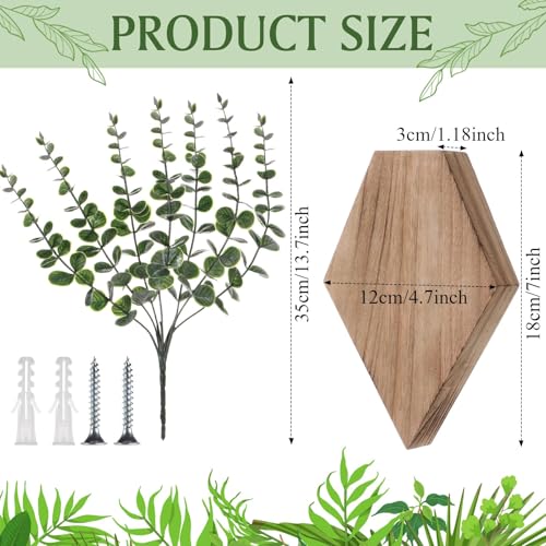 Chunful 2 Pcs Wooden Wall Planter Decor Hanging Fake Plants Greenery Flowers Holder Vase Boxes for Wall Bohemian Farmhouse Room Kitchen Office Indoor DecorationWooden Color71 x 47 x 12 Inches - Image 3