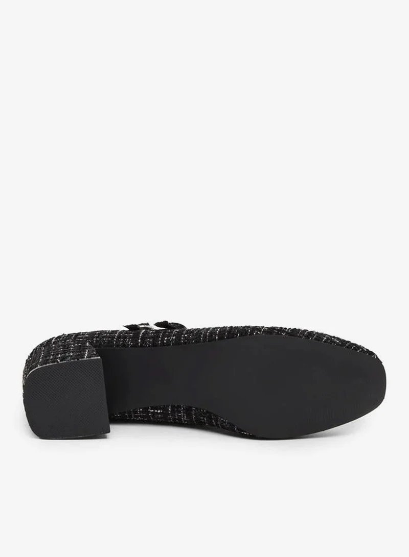 Styli Black Black Tweed Block Heel Mary Jane Shoes for Women | Best Price UAE