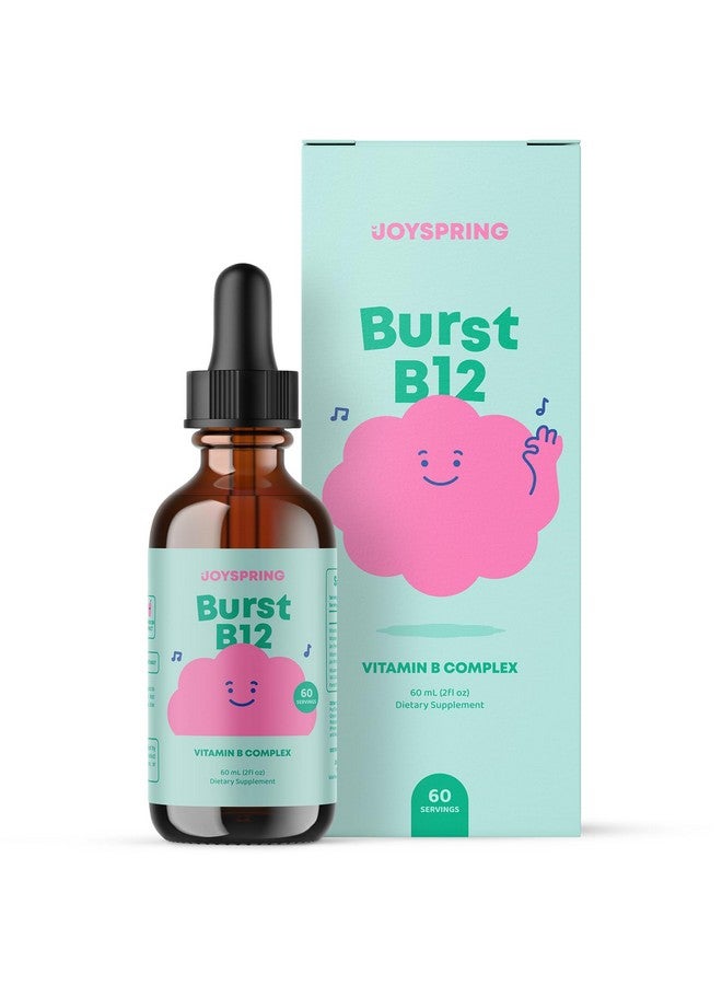 JoySpring Burst B12 Drops - Vitamin B Complex for Kids (2 fl oz) B2, B6, B5 + Methylcobalamin B12 Children Supplement to Support Healthy Growth & Development, Vegan B12, Ages 2-16+ | 60 Servings - Image 1