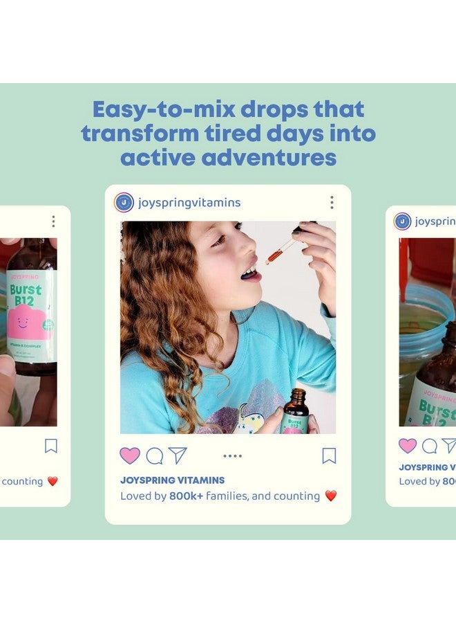 JoySpring Burst B12 Drops - Vitamin B Complex for Kids (2 fl oz) B2, B6, B5 + Methylcobalamin B12 Children Supplement to Support Healthy Growth & Development, Vegan B12, Ages 2-16+ | 60 Servings - Image 4