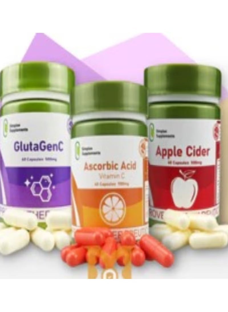 Simplee Supplements Food supplement kit - with apple juice - Glutagin C - Ascorbic acid/Vitamin C (60 capsules)
