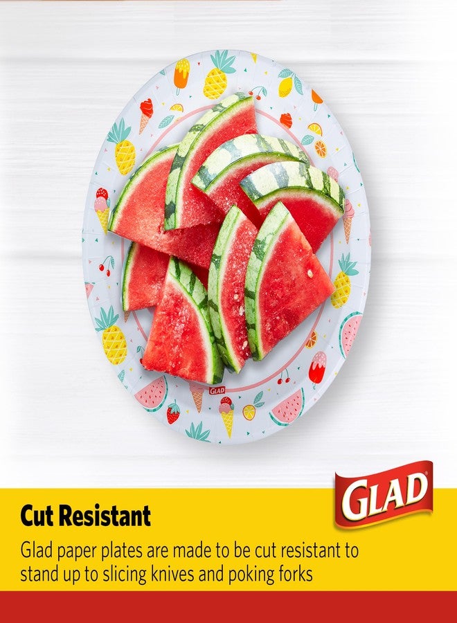 Glad Round Disposable Paper Plates, Picnic Pattern - Strong, Sturdy, Soak Proof, and Microwavable Decorative Plates for Dinner and Everyday Use, 10 Inch, 50 Count - Image 5