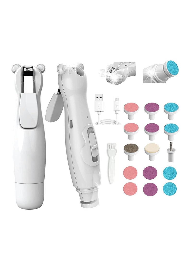 Baby Nail File Electric Nail Trimmer, USB Rechargeable 20 in 1 Toddler Nails Clippers Safe Kit Built-In LED Light Replacement Heads, Newborn Toes and Fingernails, Trim and Polish  - Image 1