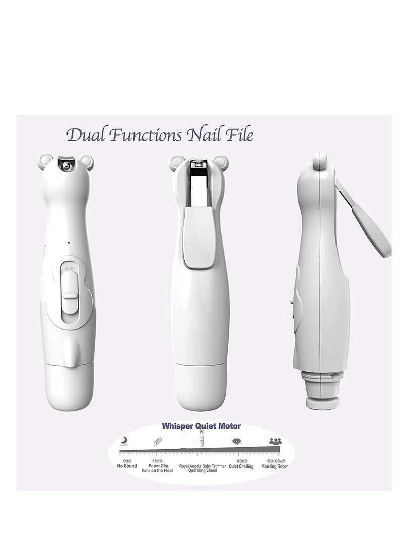 Baby Nail File Electric Nail Trimmer, USB Rechargeable 20 in 1 Toddler Nails Clippers Safe Kit Built-In LED Light Replacement Heads, Newborn Toes and Fingernails, Trim and Polish  - Image 4