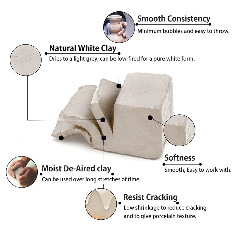 Old Potters Low Fire Pottery Clay White, 10 lbs (Cones 06-04) Made in USA Modeling Clay for Wheel Throwing and Hand Building, Pottery and Sculpting, Beginners, and Advanced - Image 2