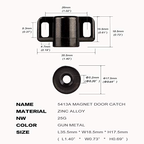 Keenkee 4 Pack Magnetic Cabinet Door Catch with Neodymium Magnet Cabinet Latch Magnetic Closure Hardware for Kitchen Cupboard and Closet Door Closing, Black Tone Gun Metal - Image 2