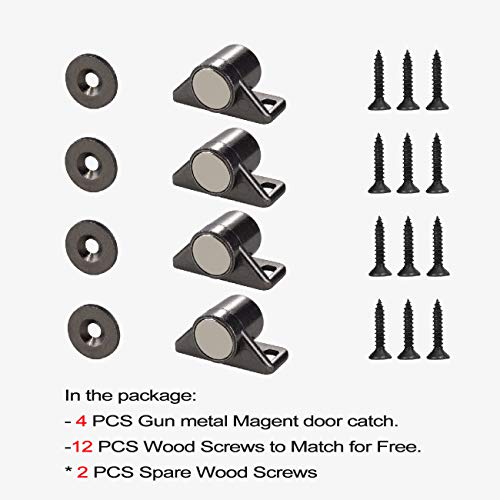 Keenkee 4 Pack Magnetic Cabinet Door Catch with Neodymium Magnet Cabinet Latch Magnetic Closure Hardware for Kitchen Cupboard and Closet Door Closing, Black Tone Gun Metal - Image 4