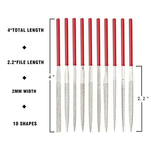 Kalim MINI Diamond Needle File Set (10pcs 150 Grit Precision Diamond File) - Image 2