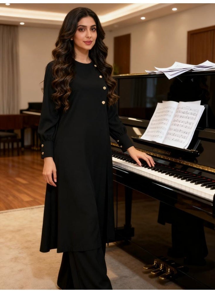 عبايات نسائية إسلامية بأكمام طويلة وبنطلون علوي فضفاض من قطعتين طقم متناسق من دبي للنساء المسلمات - Image 1